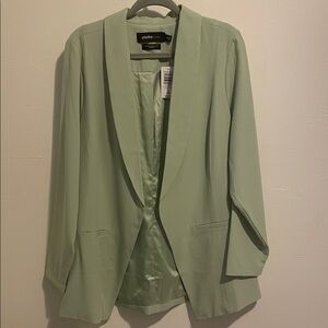 Torrid Studio Crepe Shawl Collar Blazer in Smoke Green